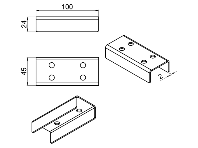 Накладка прямая верхняя (секция - секция)