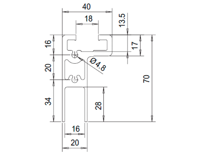 Профиль верхний подвесной подвижной створки (кратно 2,5 и 5 м) (2 из 2)