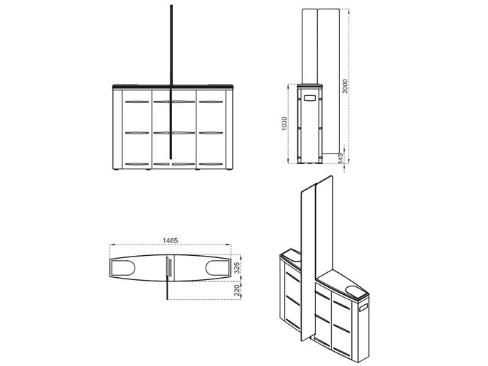 Турникет с раздвижными створками SLIDING GATE SG55T, ширина прохода 550 мм