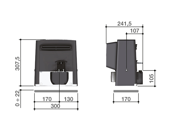 Комплект автоматики для откатных ворот на основе привода BX608 (встроенный блок управления ZBX6N, радиоуправление с фиксированным кодом)