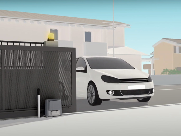 Комплект автоматики для откатных ворот на основе привода BX608 (встроенный блок управления ZBX6N, радиоуправление с фиксированным кодом)